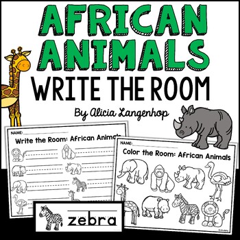 Preview of Preschool African Safari Animals Write the Room Activity