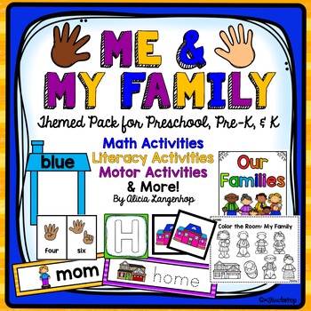 Preview of Preschool All About Me and My Family Math and Literacy Activities