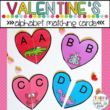 Preview of Preschool Alphabet Activities: Valentine's Day Heart Letter Matching Cards
