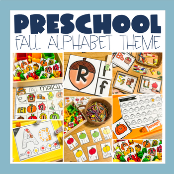 Preview of Preschool Alphabet Fall Autumn Theme Centers: Hands On Puzzles and Printables