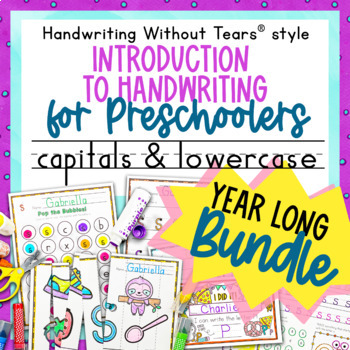 Preview of Preschool Alphabet Handwriting Without Tears® style lowercase capital BUNDLE