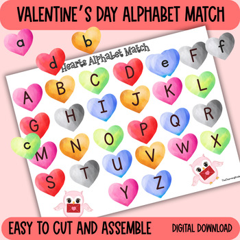 Preview of Preschool Alphabet Match, Valentine's day Preschool Activity,Homeschooling