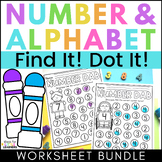 Preschool Alphabet & Number Recognition Worksheet Bundle -