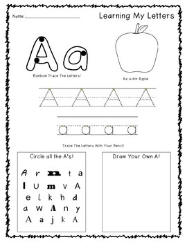 Abc Worksheets For Preschool Teachers Pay Teachers