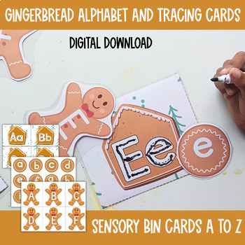 Preview of Preschool Alphabet Tracing Cards,Christmas Preschool Alphabet Match,Gingerbread