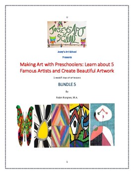 Preview of Preschool Art Lessons Bundle Artists History PACKET 5 1ST GRADE