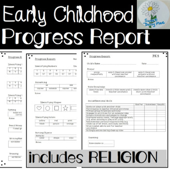 Preview of Preschool Assessment | Includes Religion! | Progress Report | Early Childhood