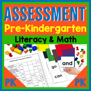 Preview of Preschool Assessment - Literacy and Math - Back to School - MOY - End of Year