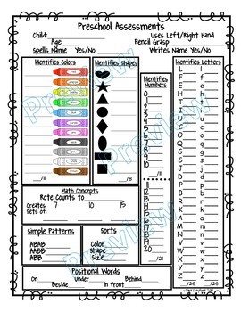 preschool conference assessment pack 4 5 year olds by tara crayford