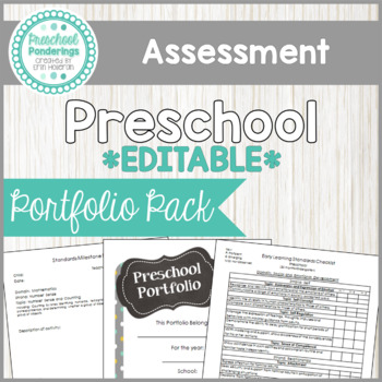 Preview of Preschool Assessment Portfolio Pack EDITABLE