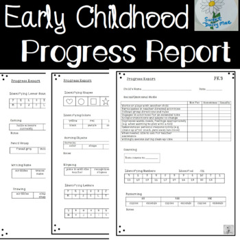 Preview of Preschool Assessment | Progress Report | Early Childhood