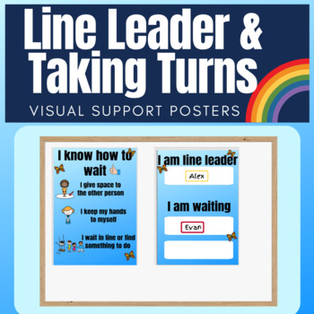Preview of Preschool Autism Visual Support Poster for Line Leader & Turn Taking