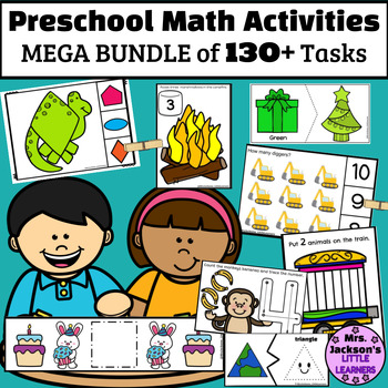 Preschool Math Tasks and Activities BUNDLE with 21 themes and 100+  activities
