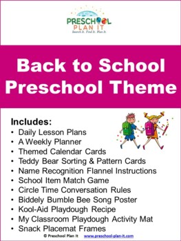 Preview of Preschool Back To School Theme Unit