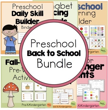 Preview of Preschool Back to School Bundle (Prek Distant Learning-Home Learning Pack)