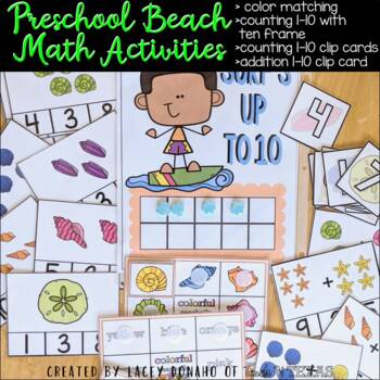 Preschool Beach Math Activities - Colors, counting, numbers, and simple ...