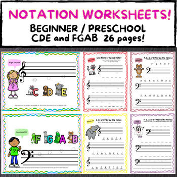 Preview of Preschool Beginner Note Naming CDE and FGAB