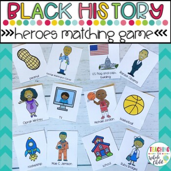 Preview of Preschool Black History Month Activities- Heroes Matching Cards