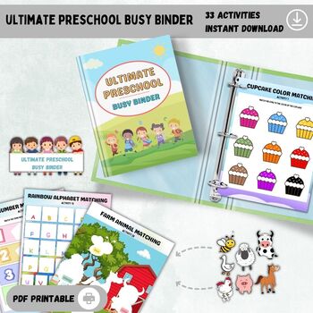 Preview of Preschool Busy Binder, Toddler Busy Book, Preschool Activities, Early Learner