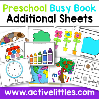 Preview of Preschool Busy Book Activity Binder Learning Folder - Add-Ons