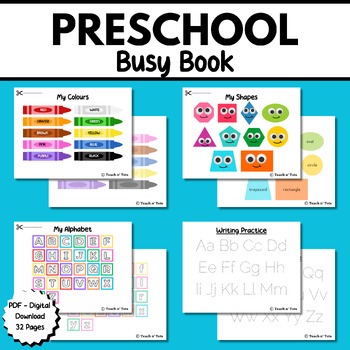 Preview of Preschool Busy Book | Interactive Learning Activities Quiet Binder For Pre K