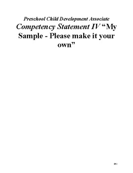 Preview of Preschool CDA Competency Statement IV “Sample"