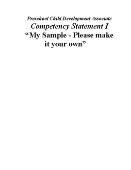 Preview of Preschool CDA Portfolio - Competency Statement I “Sample"
