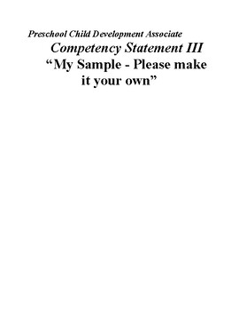 Preview of Preschool CDA Portfolio Competency Statement III “Sample"