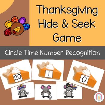 Preview of Preschool CIRCLE TIME GAME Thanksgiving - Hide & Seek Number Recognition