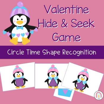 Preview of Preschool CIRCLE TIME GAME Valentine's Day - Hide & Seek Shape Recognition