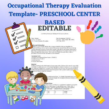 Preview of Preschool Center Based Sample Occupational Therapy Evaluation Writeup