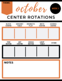 Preschool Center Rotation Planner - October