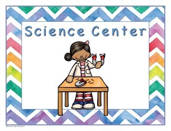 Centers Signs Rainbow Watercolor Chevron for Preschool, PreK, and