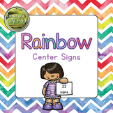 Centers Signs Rainbow Watercolor Chevron for Preschool, Pr