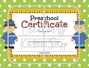 Preview of Preschool Certificate