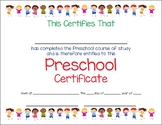 Preschool Certificate Stick Children Design