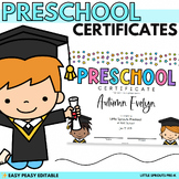 Preschool Certificate for End of the Year | Editable Certificates