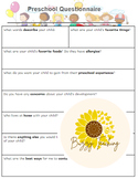 Preschool Child Questionnaire - Childcare Questionnaire Form