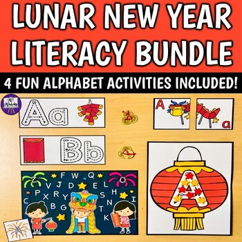 Preview of Preschool Chinese Lunar New Year Literacy Bundle - 4 Alphabet Center Activities