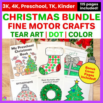 Preview of Preschool Christmas Book Tear Art Crafts | December Fine Motor Center Activities
