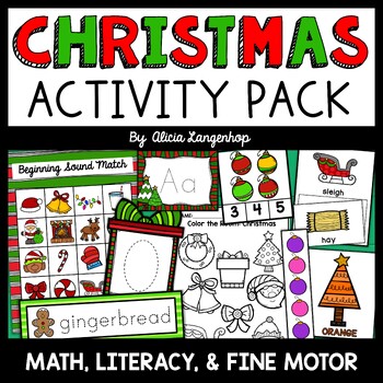 Preschool Christmas Activities Math & Literacy Activity Pack by MsKinderhop