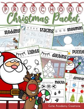 Preschool Christmas Packet-No Prep by Cutie Academy Creations | TPT