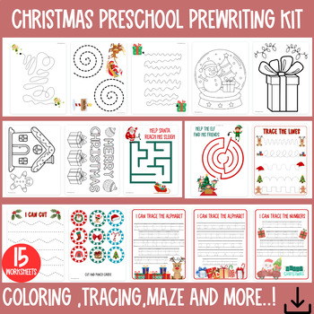 Preview of Preschool Christmas Worksheets,Christmas Activities for Kids,Homeschooling
