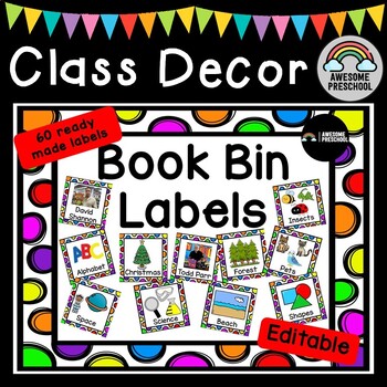 Preview of Preschool Classroom Library Book Bin / Basket Labels - Back to School