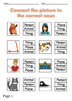 Preschool - Connect The Picture To The Correct Noun by Sonja Swanepoel