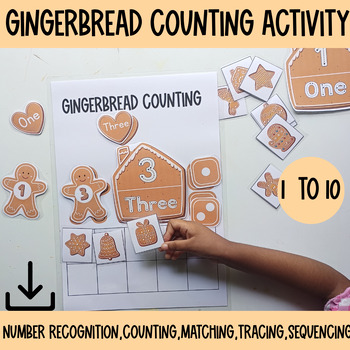 Preview of Preschool Counting Activity,Gingerbread Counting,Numbers and Counting