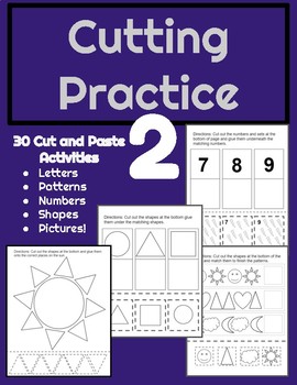 Preview of Preschool Cutting Practice 2: 30 Cut and Paste Activities
