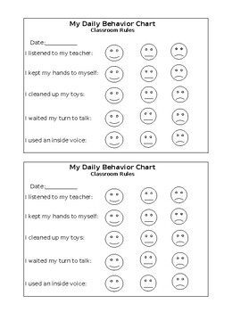 Preschool Daily Behavior Chart by Playful Learning Resources | TPT