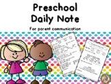 Preschool Daily Note Home