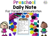 Daily Note Home Parent Communication Book for Preschool an